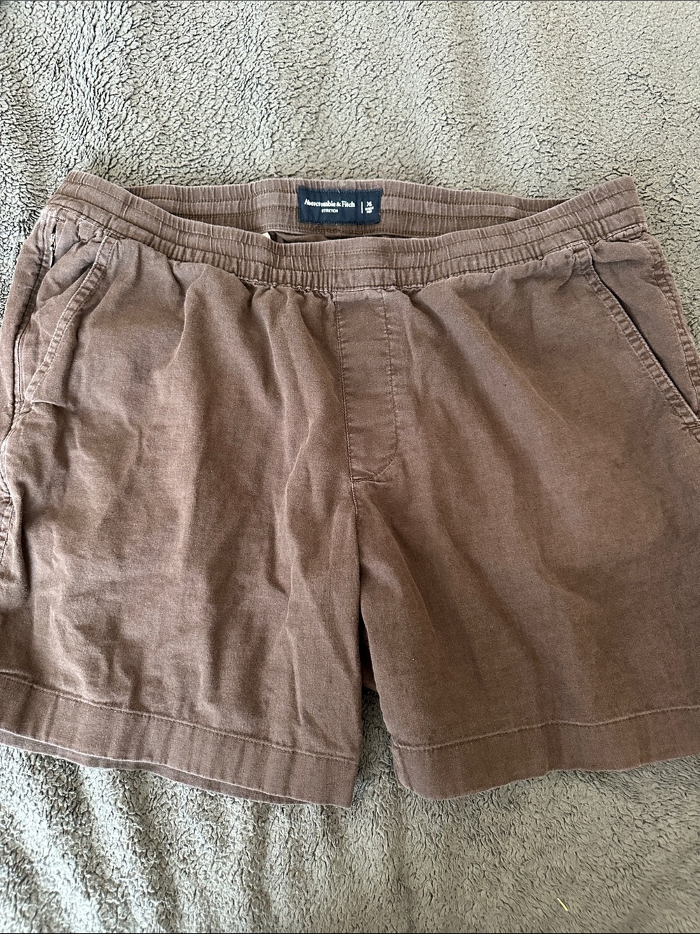 Abercrombie & Fitch Men's Brown Cotton Blend Flat Front Shorts